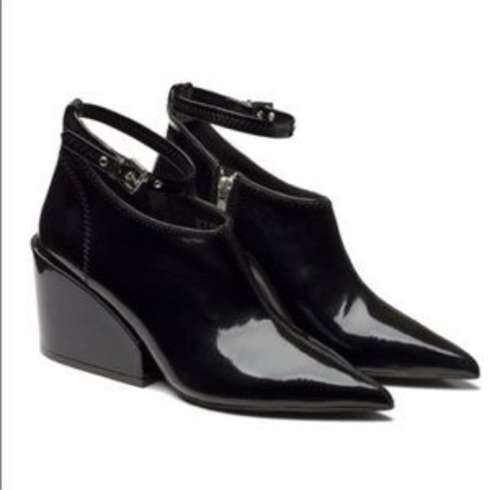 Cheap Monday Cube Black Patent Wedge Boots 9.5 - Picture 15 of 16